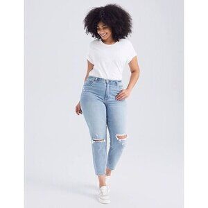 NWT ABERCROMBIE & FITCH Light Distressed High Rise Mom Jeans, Size 33/16